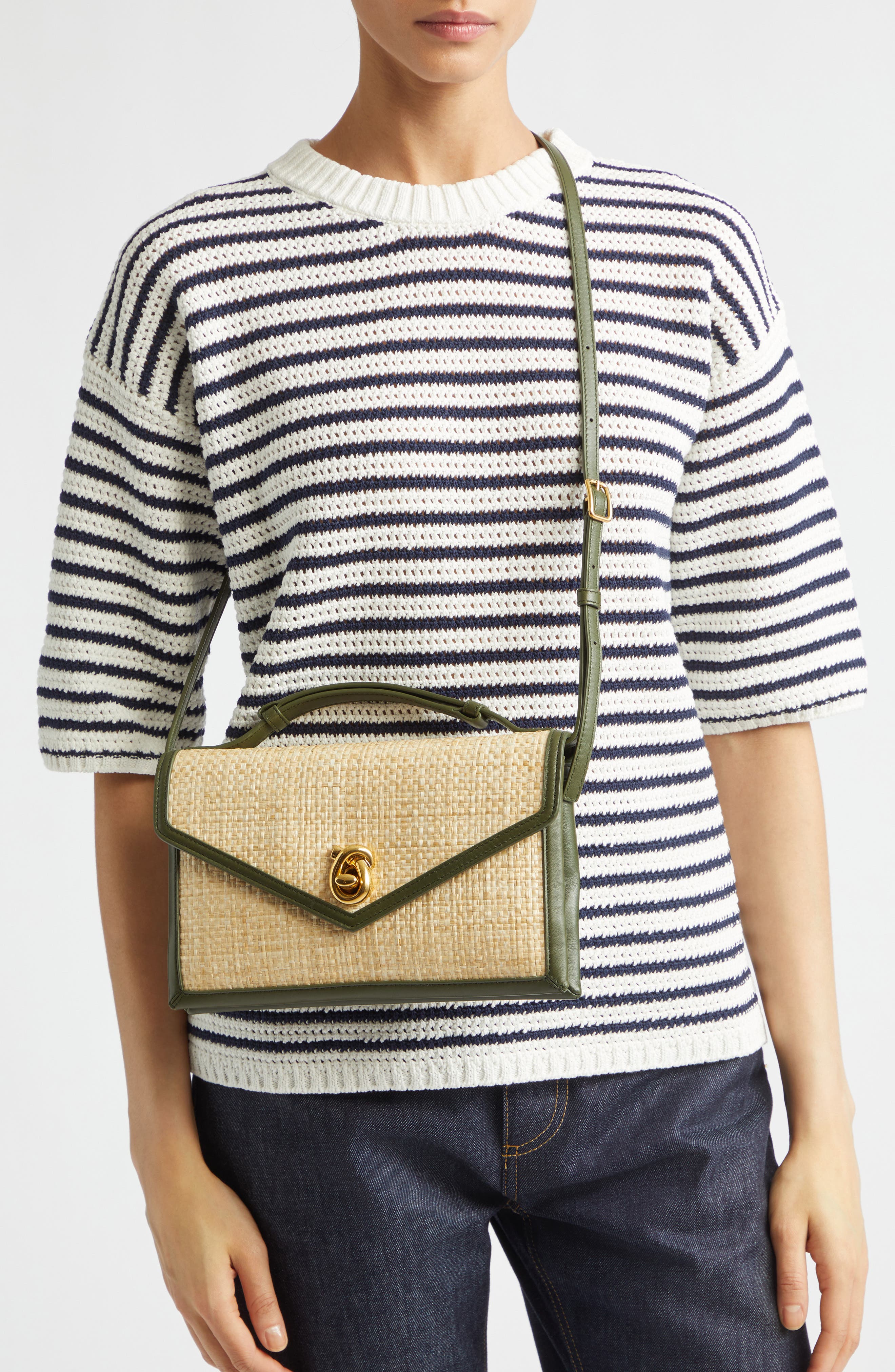 Knot Lock Intrecciato Straw Shoulder Bag, Alternate, color, 9079 NATURAL SHADE/ G.T-MB