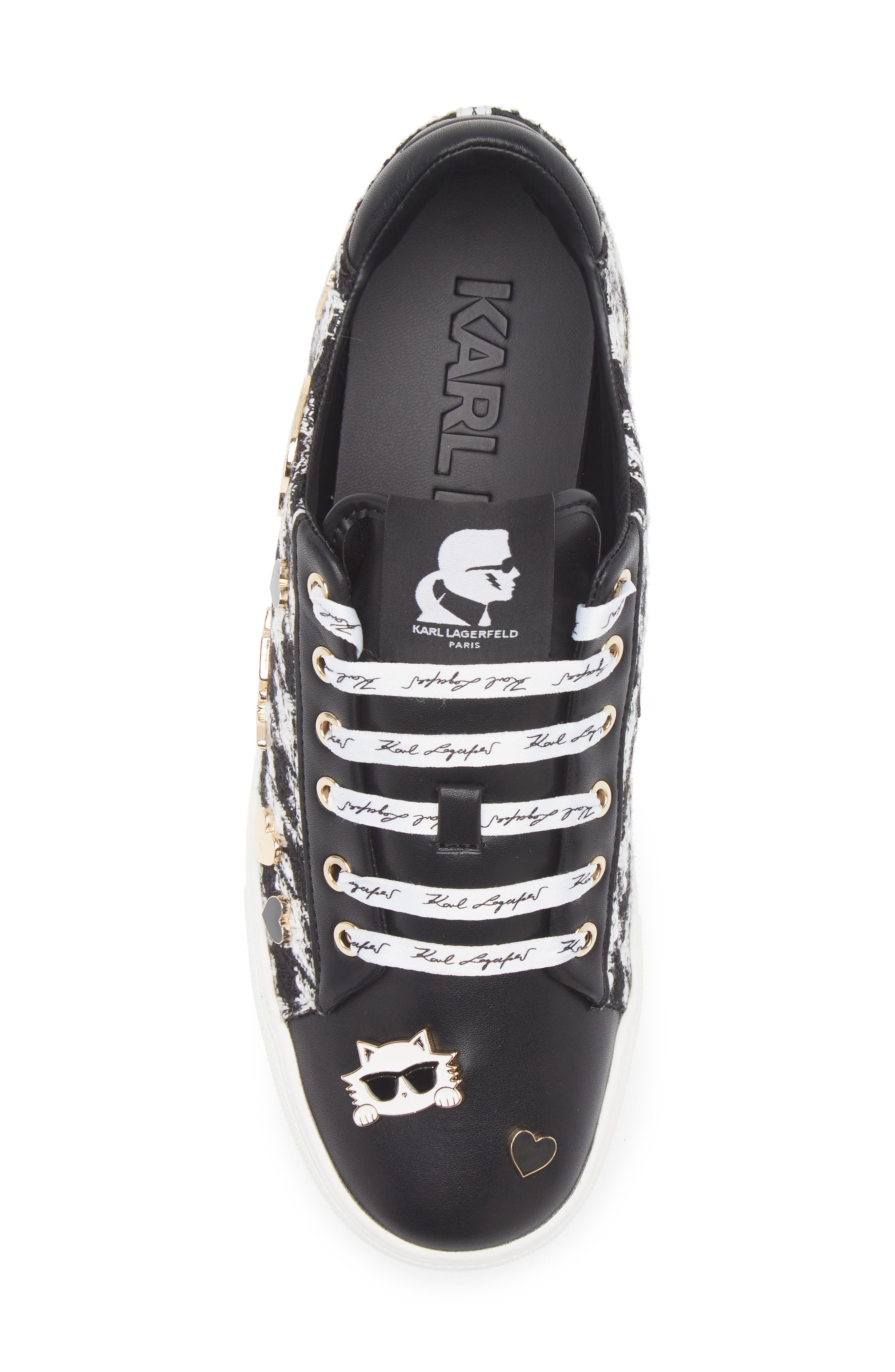 KARL LAGERFELD PARIS Cate Pins Tweed Sneaker, Alternate, color, 