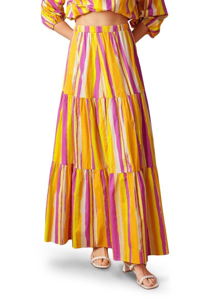 Poplin Maxi Skirt, Main, color, MAGENTA ORANGE