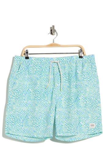 Scotch & Soda Print Swim Trunks In Blue