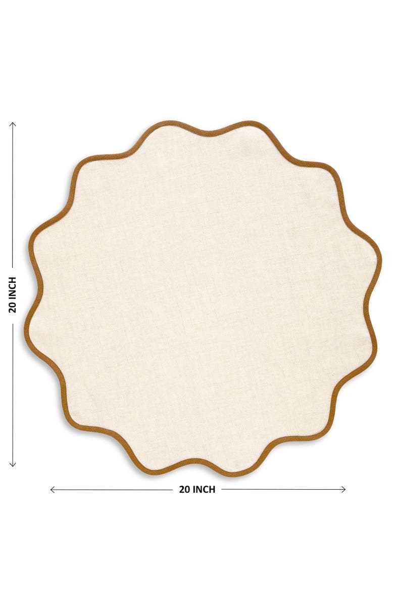 Solino Home Linen Dinner Napkins Set of 4, 20 x 20 Inch for Dining Table, Holiday and Everyday Table Decor - Giselle Scallop Edge, Alternate, color, Brown Sugar And Natural