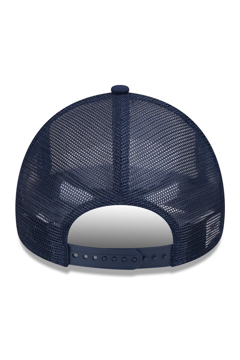 Men's New Era White/Navy Indiana Pacers  Burnout Print A-Frame 9FORTY Trucker Hat, Alternate, color, White