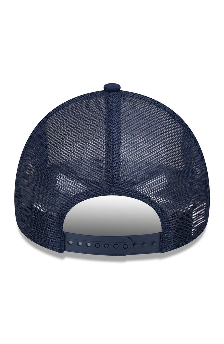 New Era Men's New Era White/Navy Indiana Pacers Burnout Print A-Frame 9FORTY Trucker Hat, Alternate, color,