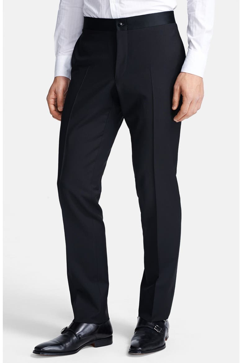 Trim Fit Wool/Mohair Tuxedo, Alternate, color, BLACK