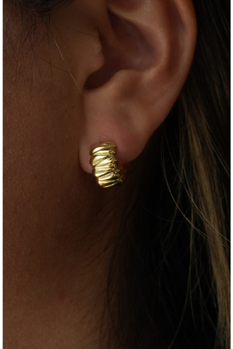 Quilted Hoop Earrings, Alternate, color, GOLD
