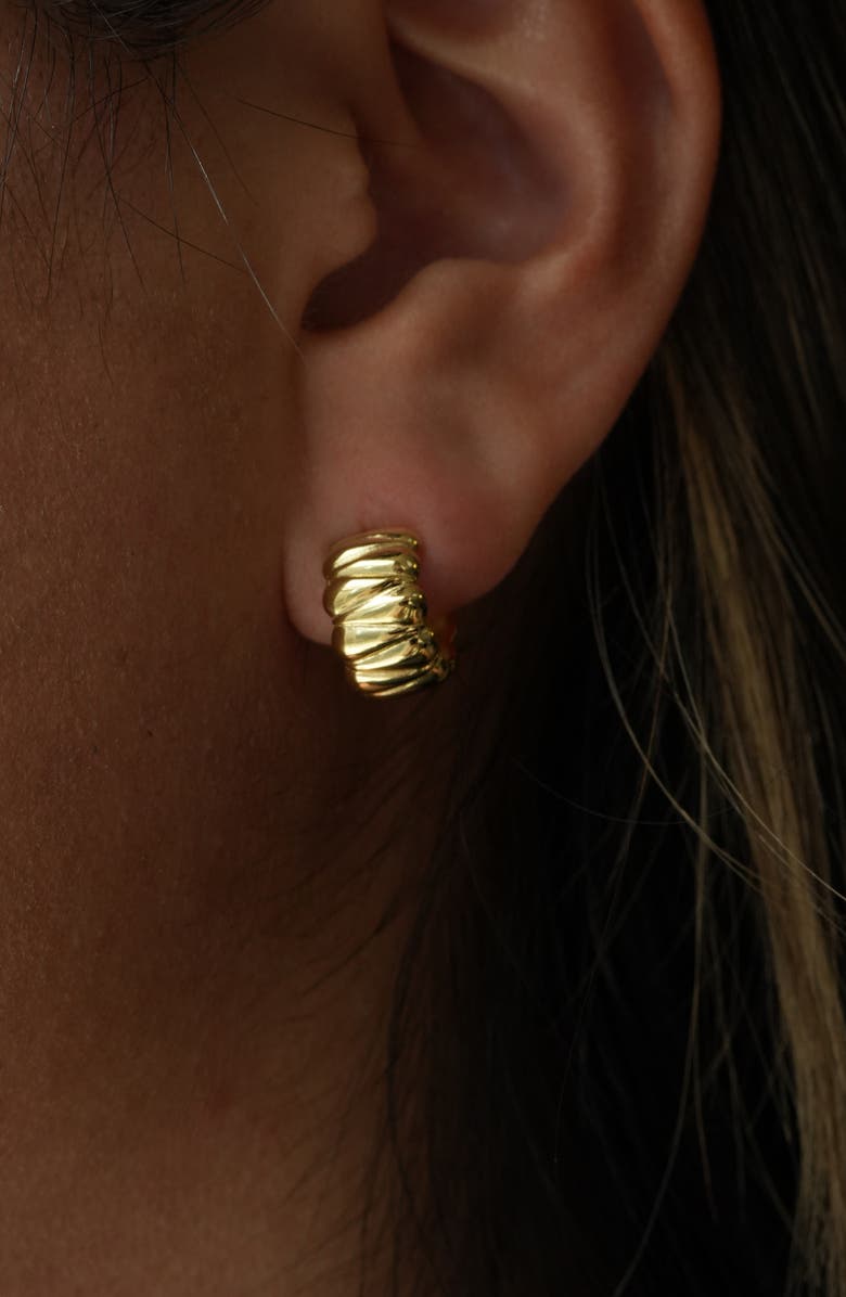 Argento Vivo Sterling Silver Quilted Hoop Earrings, Alternate, color, Gold