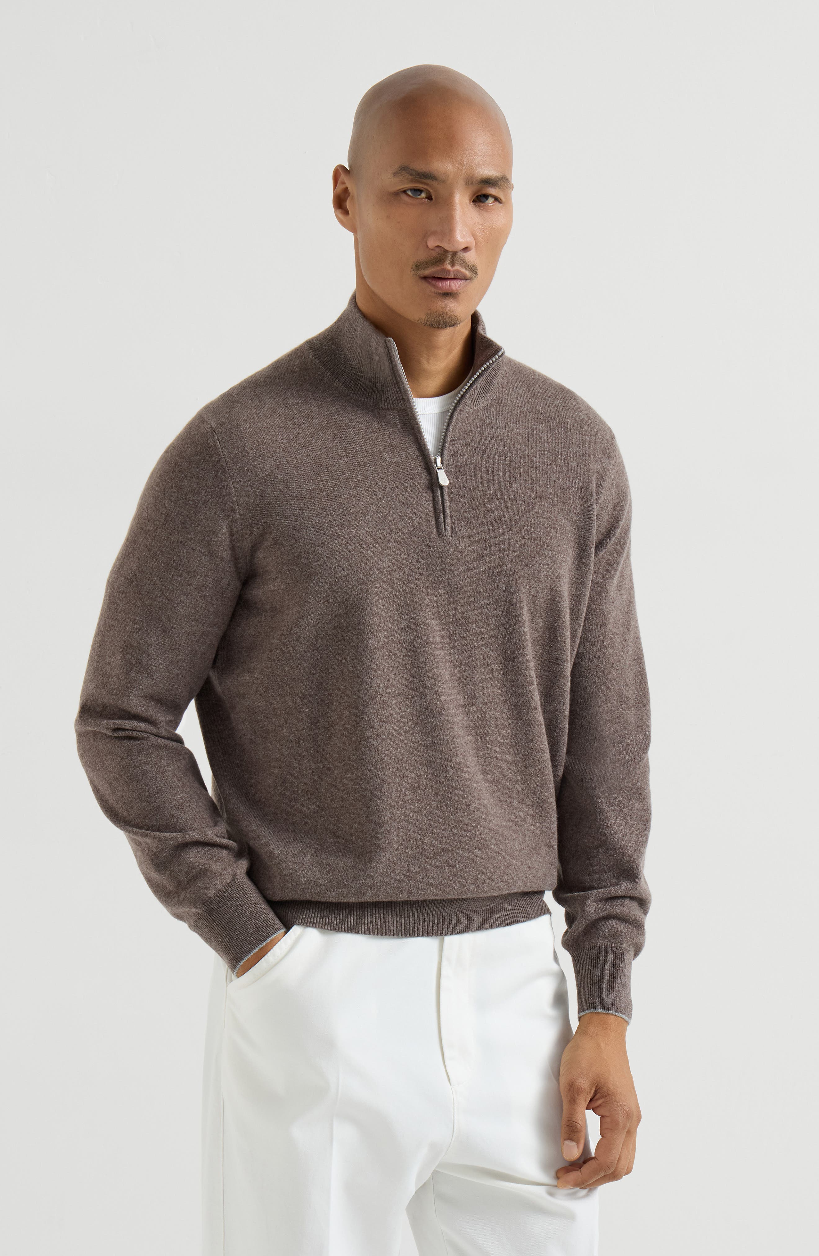 Cashmere sweater with half zip - image 5