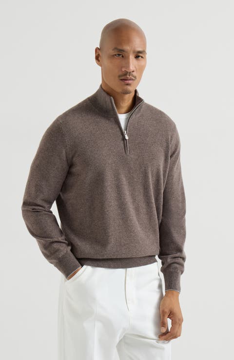 Cashmere sweater with half zip