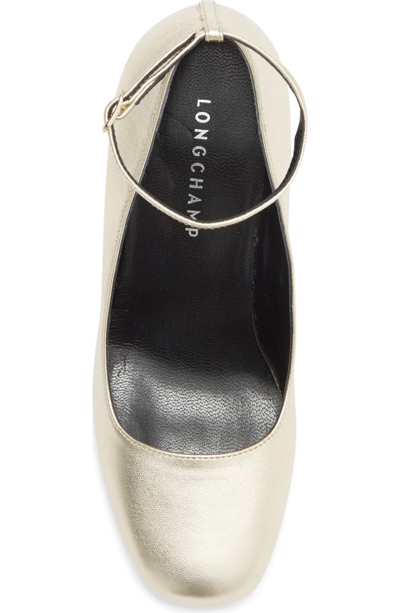 Longchamp Block Heel Pump, Alternate, color, Pale Gold