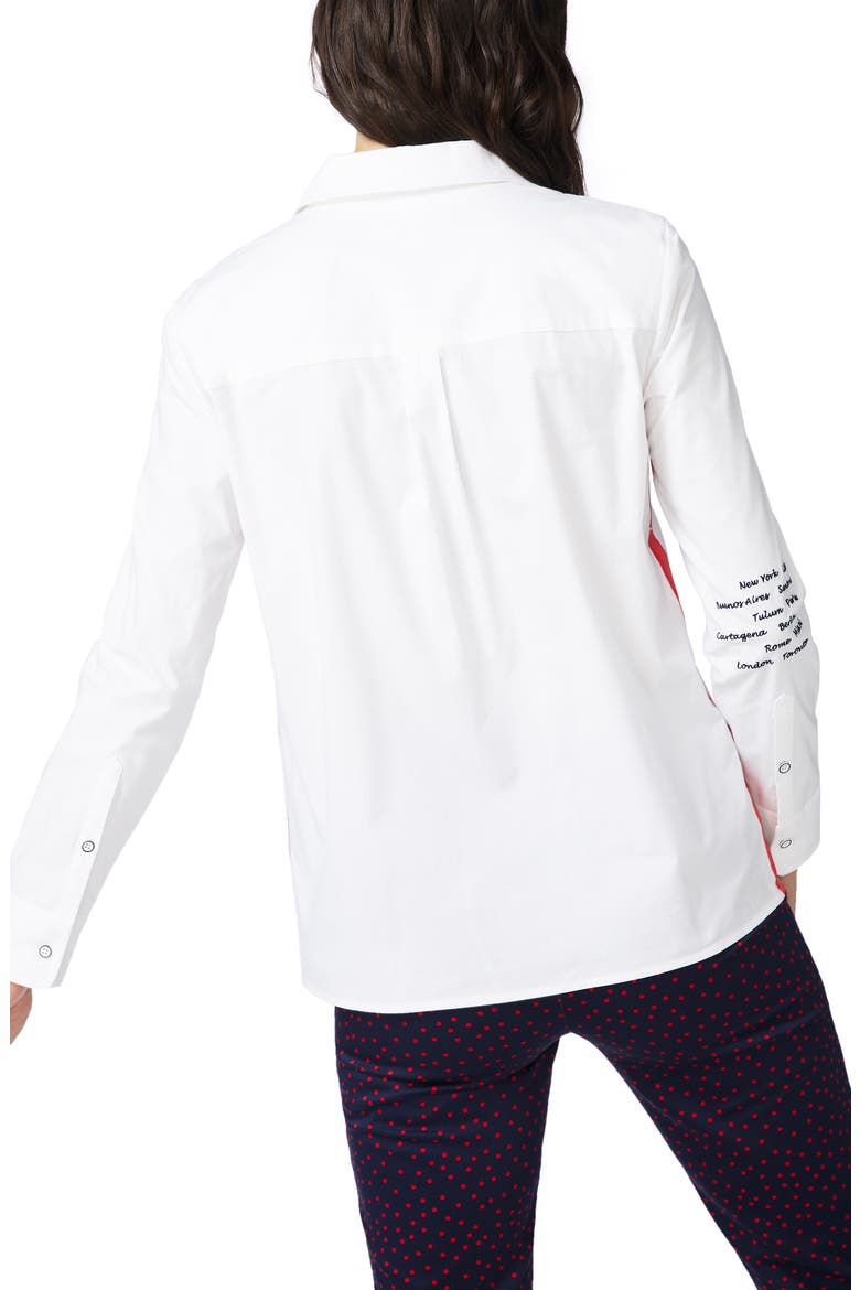 Grosgrain Detail Stretch Poplin Button-Up Shirt, Alternate, color, ULTRA WHITE