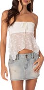 EDIKTED Embroidered Sheer Strapless Top
