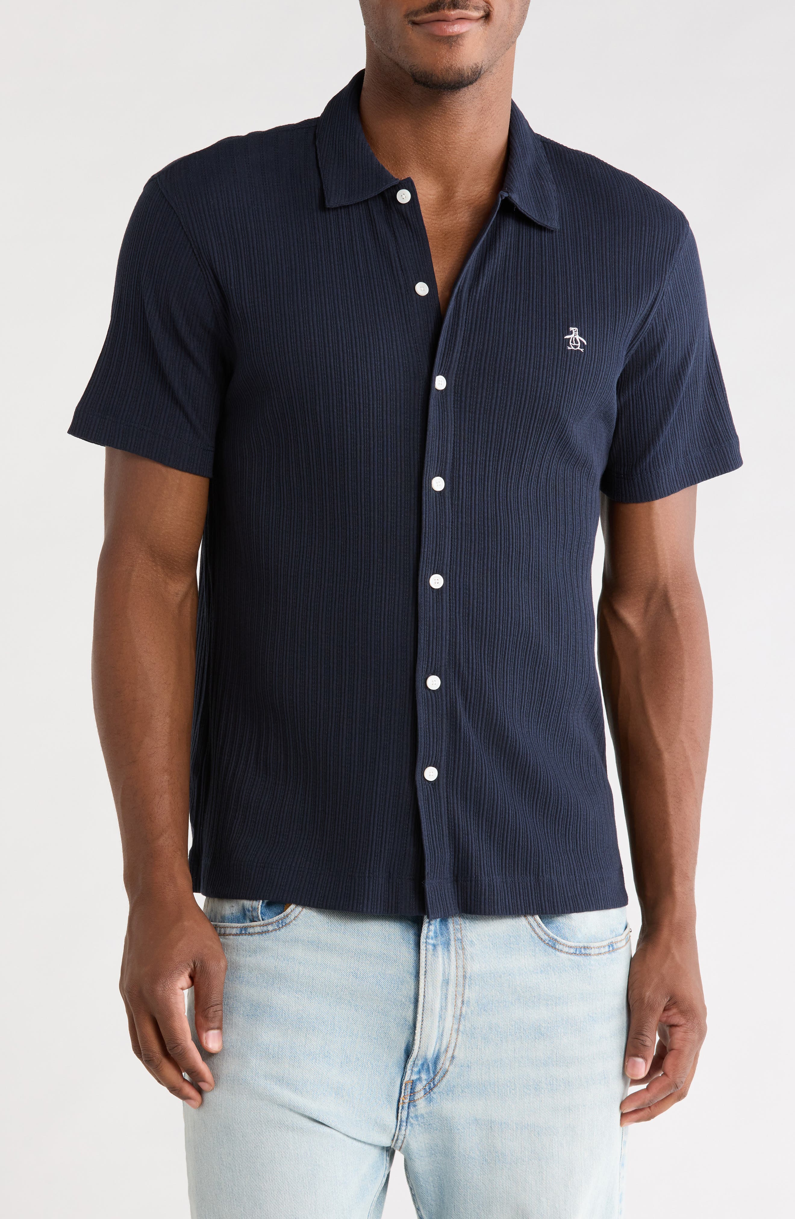 Raised Rib Knit Polo