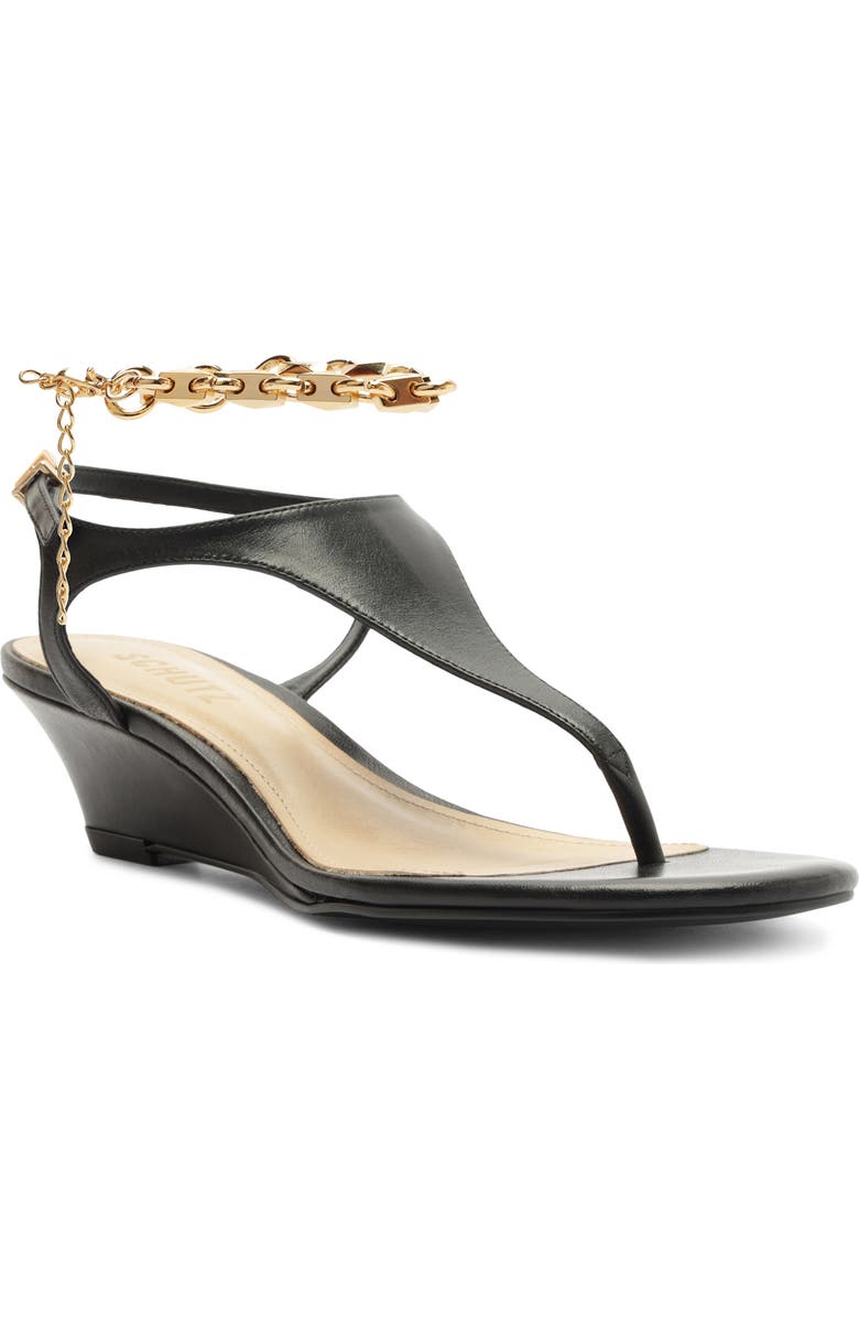 Schutz Lys Ankle Strap Wedge Sandal, Alternate, color, Black