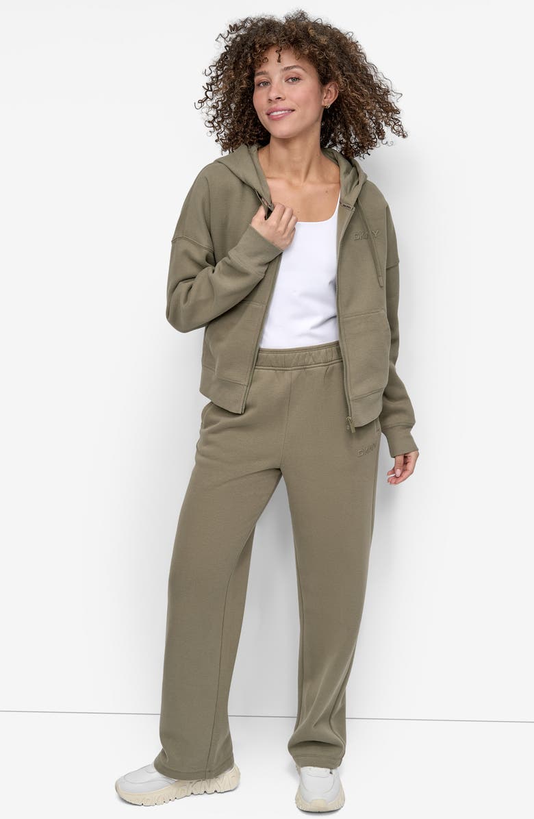 DKNY Logo Full Zip Hoodie, Alternate, color, Utility Green