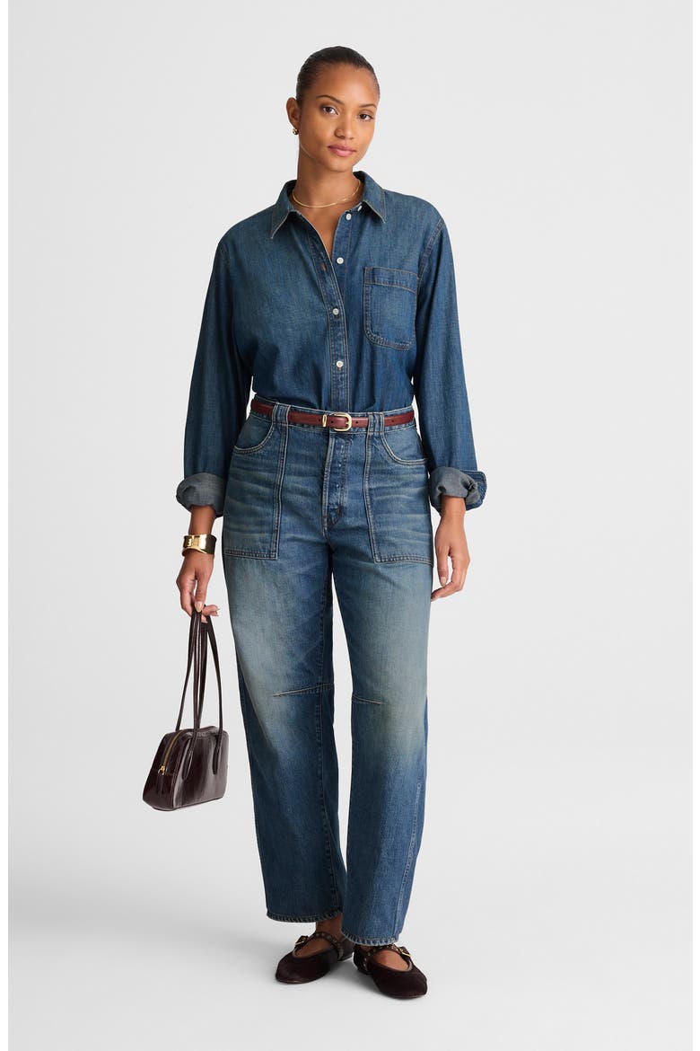 Curvy Darted Barrel Leg Jeans, Alternate, color, IRMO WASH