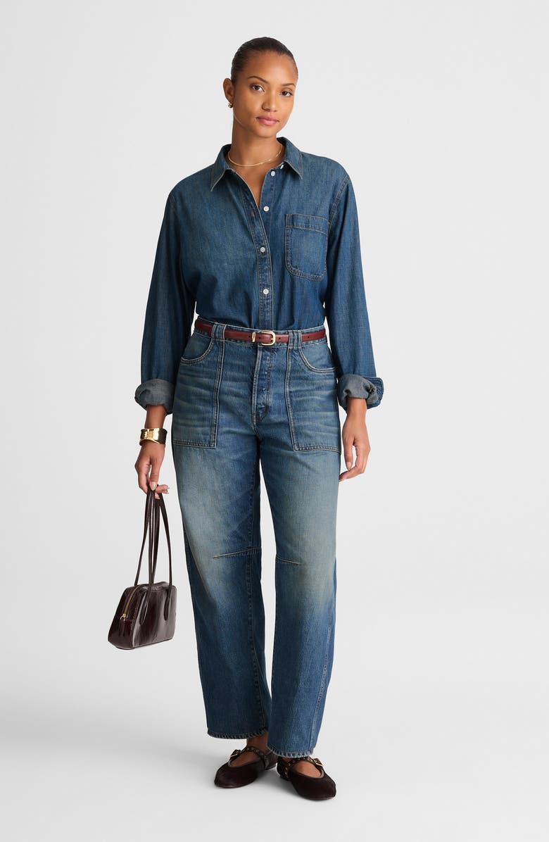 Madewell Curvy Darted Barrel Leg Jeans, Alternate, color, Irmo Wash