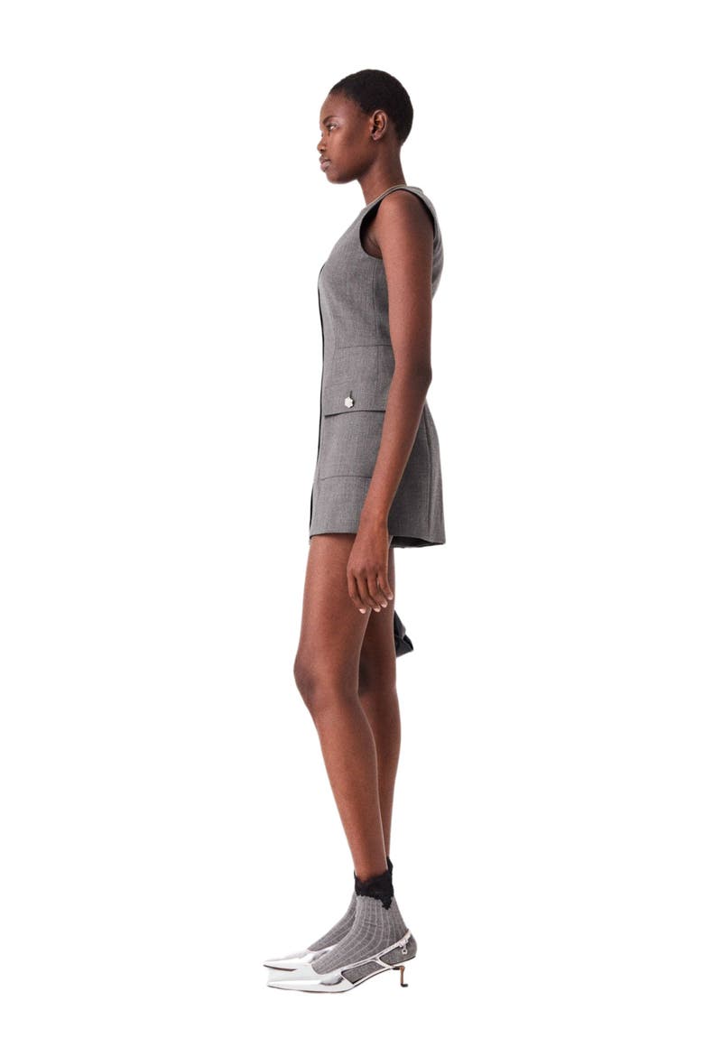 Jewel button tailored jumpsuit, Alternate, color, Grey
