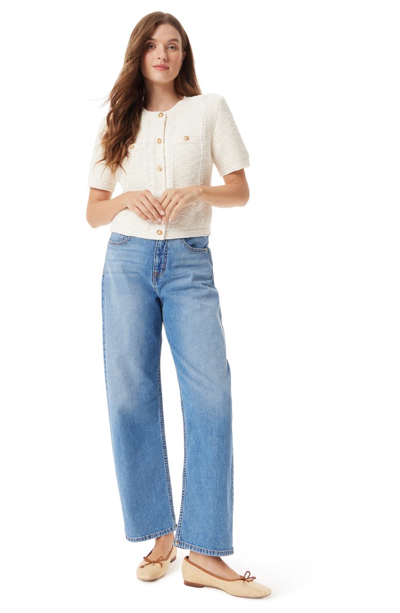 Sam Edelman Colleen Short Sleeve Cardigan, Alternate, color, Gardenia