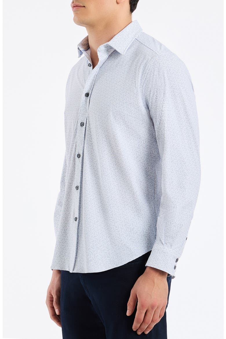 Asterisk Knit Button-Up Shirt, Alternate, color, BLUE MULTI