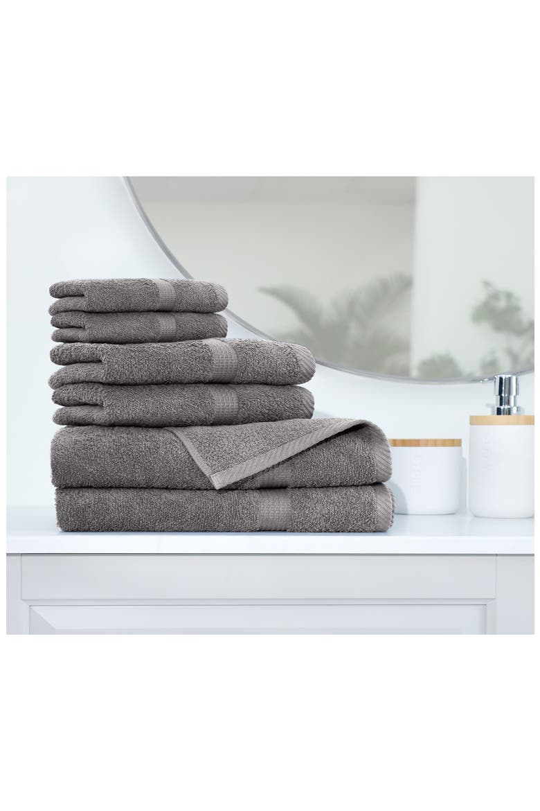 Essentials 6-Piece Cotton Bath Towel Set, Alternate, color, MONUMENT GREY