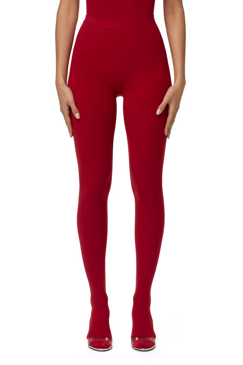 Closed Toe Leggings, Main, color, RUBY RED