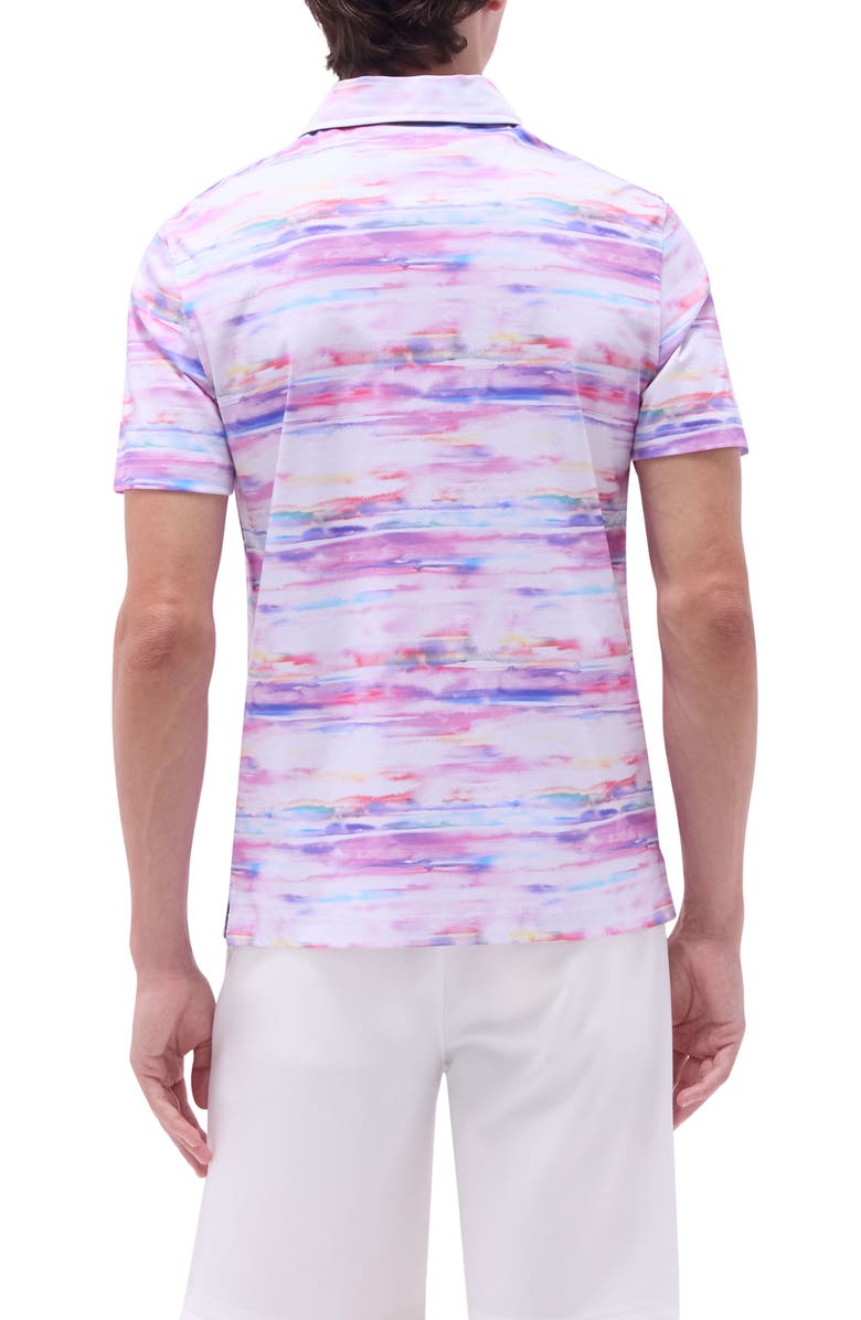 Bugatchi Hendrix Digital Watercolor Print Pima Cotton Polo, Alternate, color, Pink