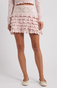 LoveShackFancy Kalliope Pointelle Ruffle Miniskirt