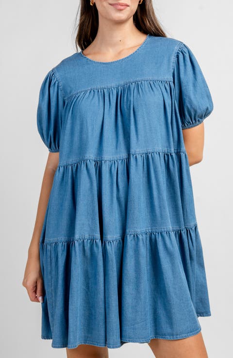 Tiered Chambray Dress
