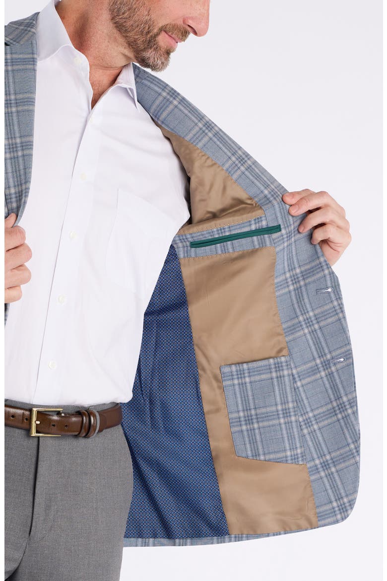 Plaid Wool Blend Sport Coat, Alternate, color, GREY