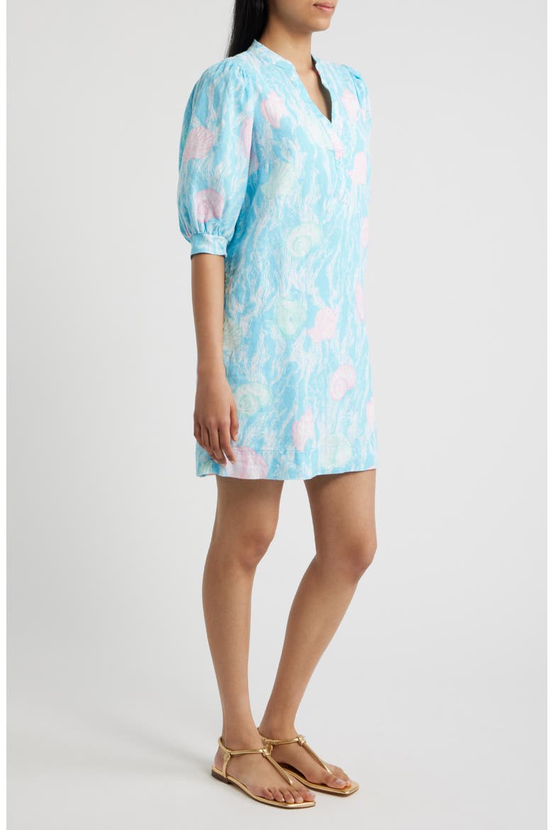 Mialeigh Shell Print Shift Dress, Alternate, color, CAPRI BLUE SHELDEN