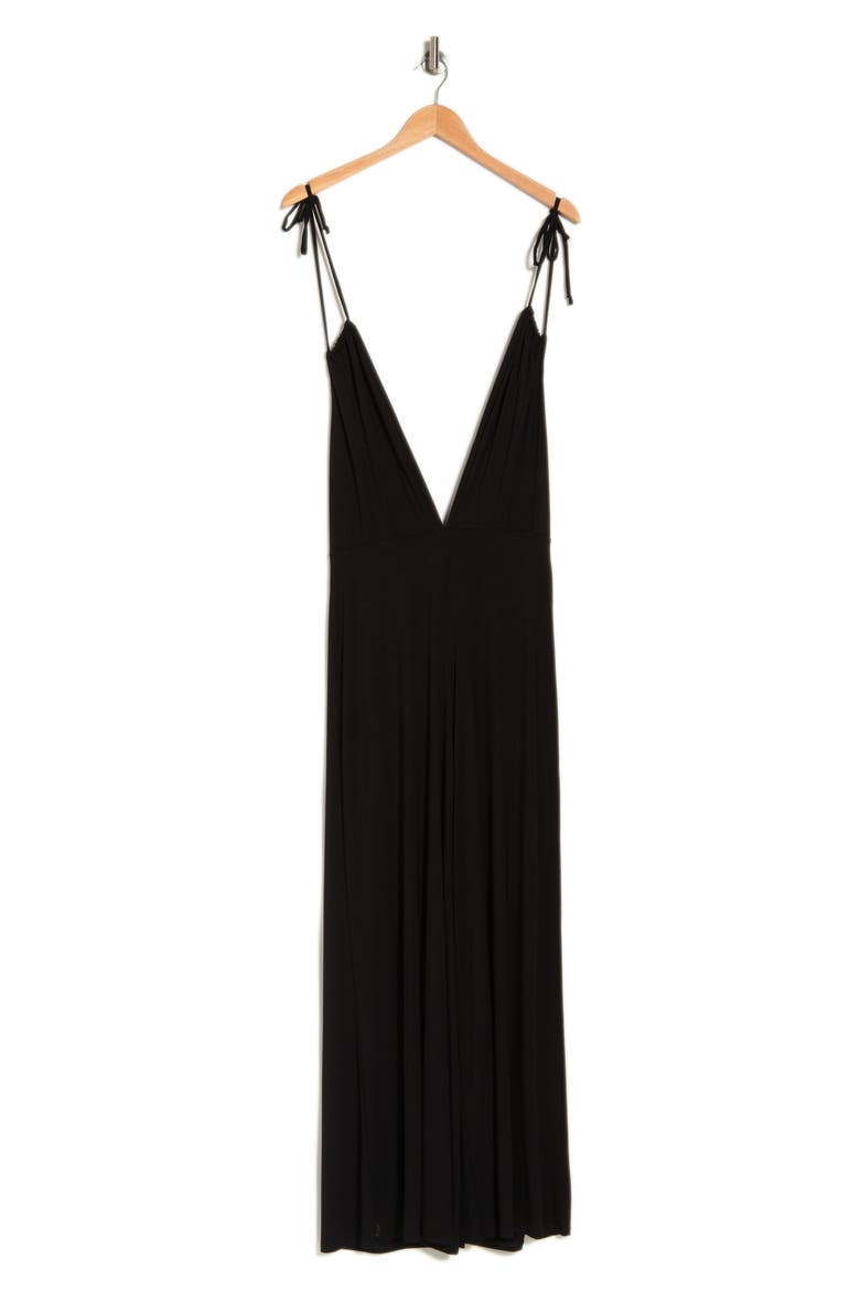 Low-V Halter Jumpsuit, Alternate, color, BLACK