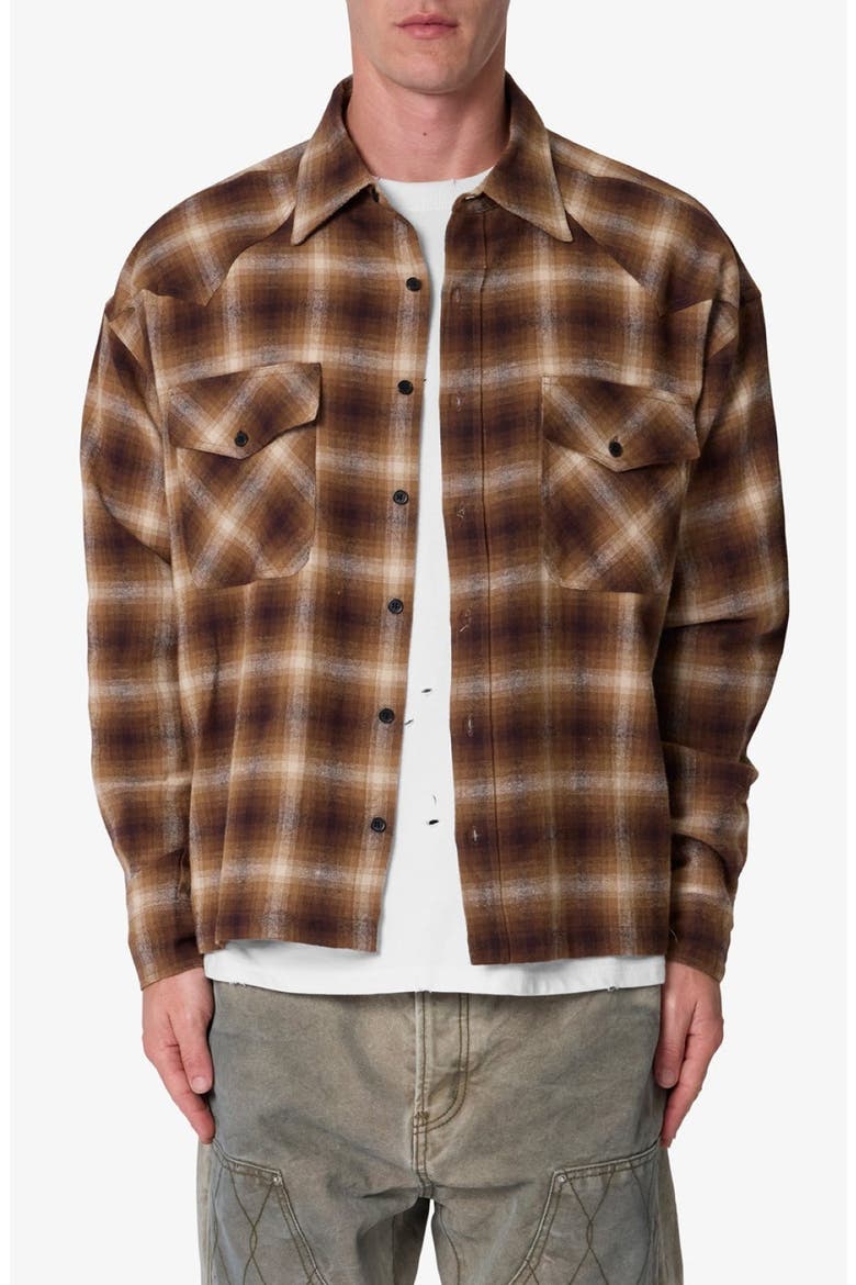 Western Cotton Flannel Shirt, Main, color, BROWN