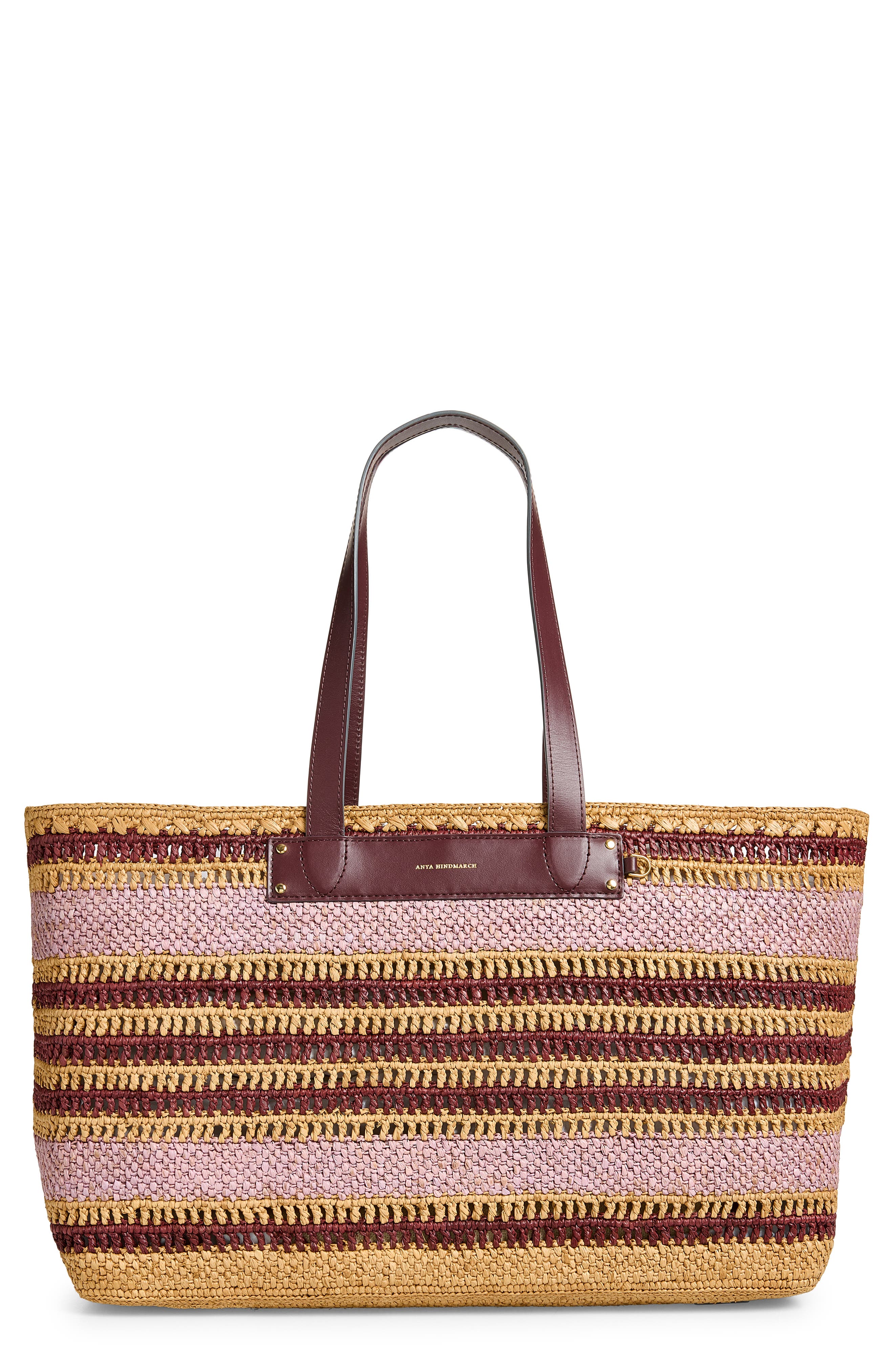 Stripe Raffia East/West Tote, Main, color, IRIS