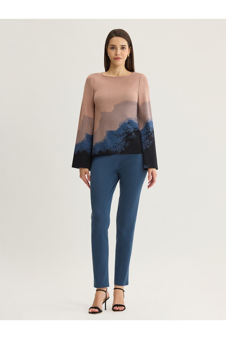Landscape Bell Sleeve Knit Top, Alternate, color, Charmeuse/Stardust/Black