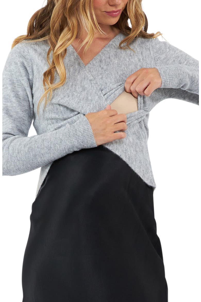 Willa Maternity/Nursing Sweater, Alternate, color, SILVER MARLE