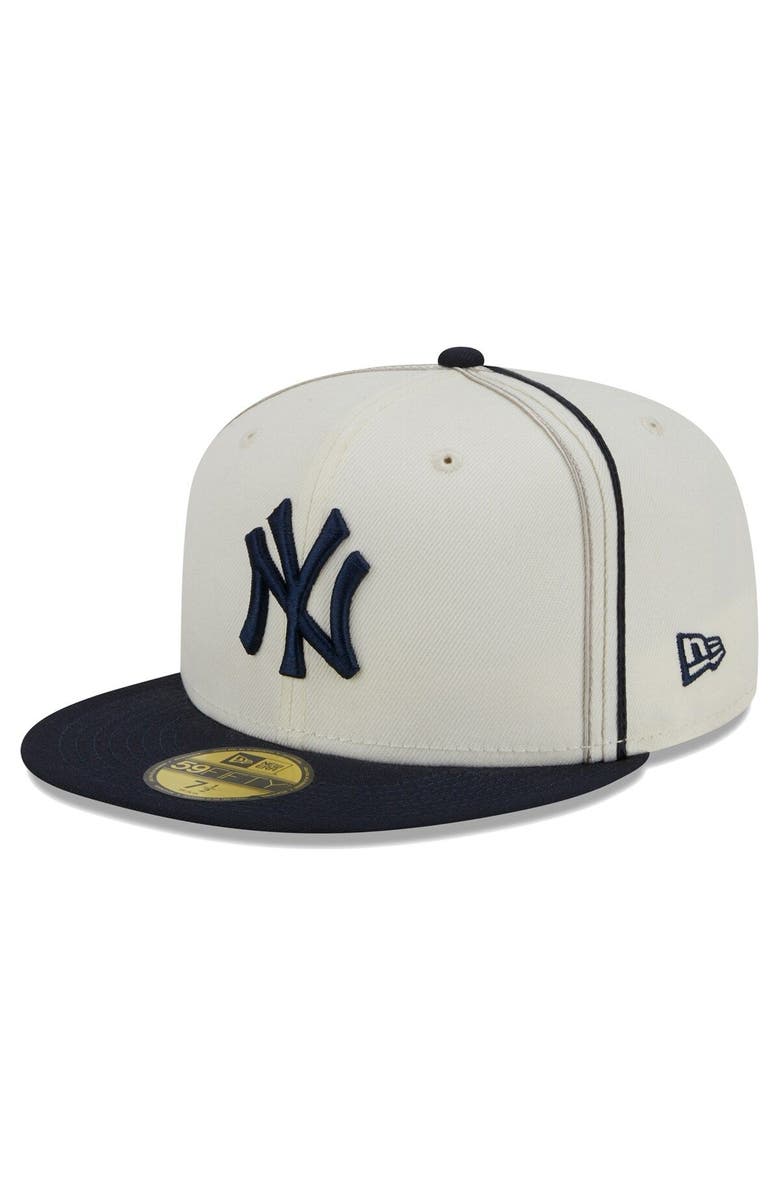 New Era Men's New Era Cream/Navy New York Yankees Chrome Sutash 59FIFTY Fitted Hat, Main, color, Cream