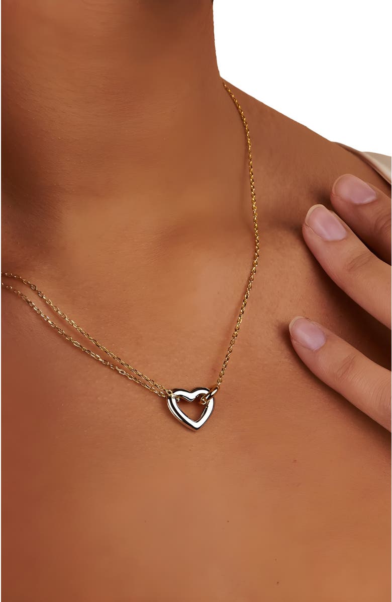 Little Sky Stone Emma Heart Necklace, Alternate, color, Silver / Gold