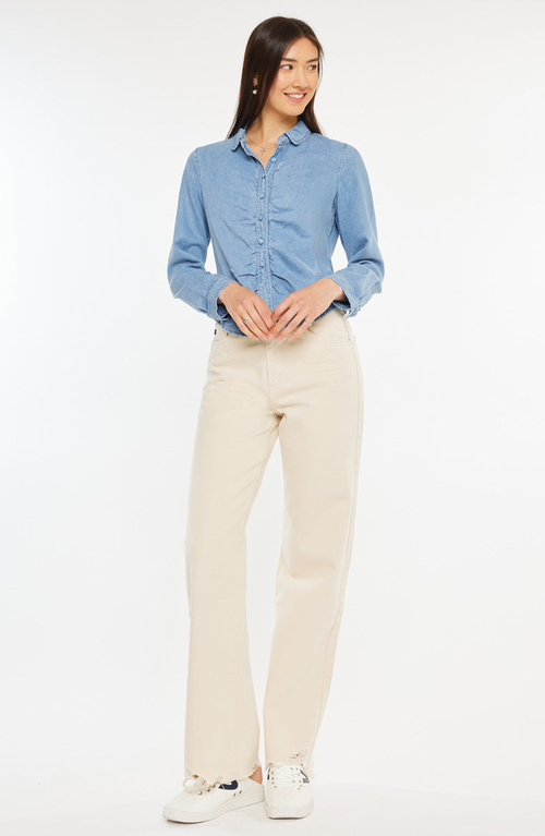 Kancan Evie Fitted Long Sleeve Shirt In Blue