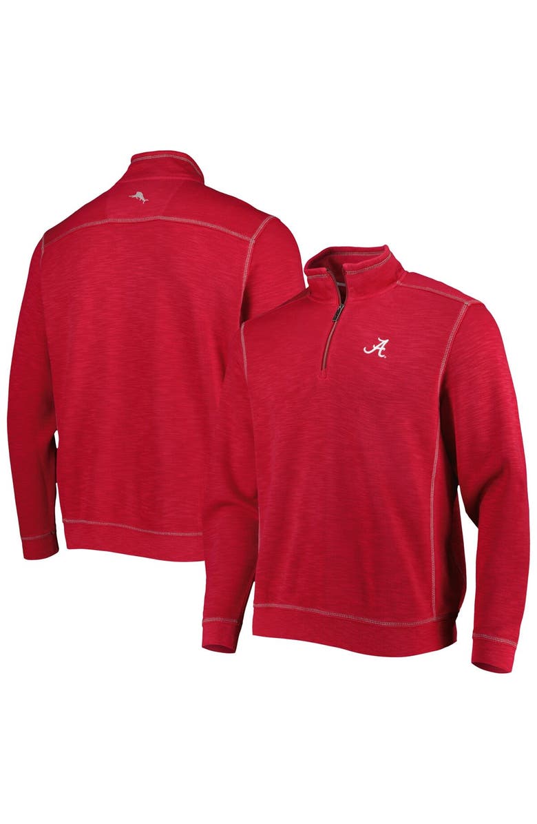 Tommy Bahama Men's Tommy Bahama Crimson Alabama Crimson Tide Sport Tobago Bay Tri-Blend Mock Neck Half-Zip Jacket, Main, color, Crimson