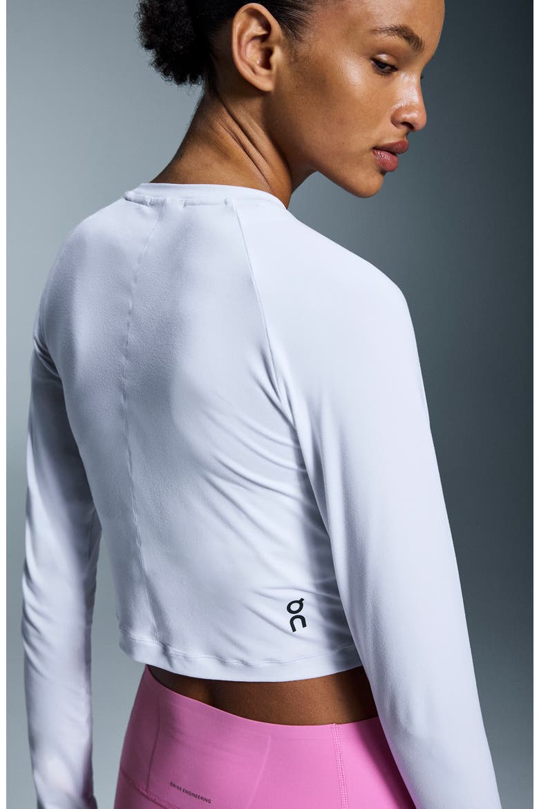 Studio Long Sleeve Crop Top, Alternate, color, WHITE