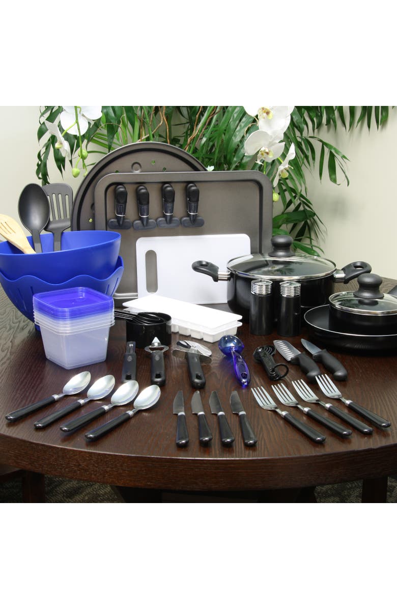 Gibson Total Kitchen 59 Piece Combo Set, Alternate, color, Black