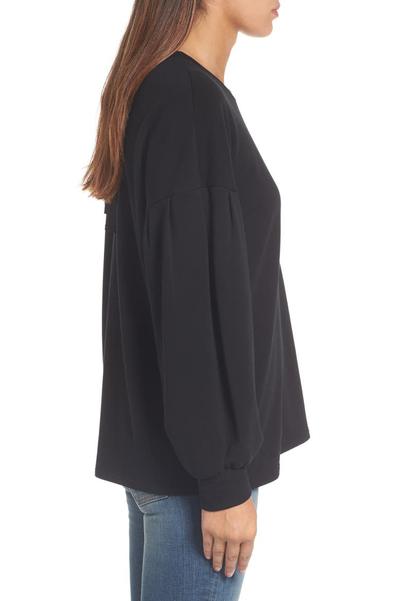 Tie Back Sweatshirt, Alternate, color, BLACK