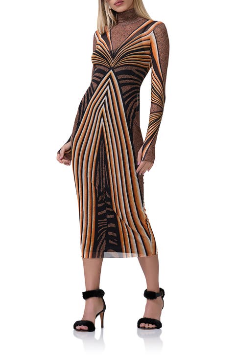 Shailene Turtleneck Long Sleeve Mesh Dress