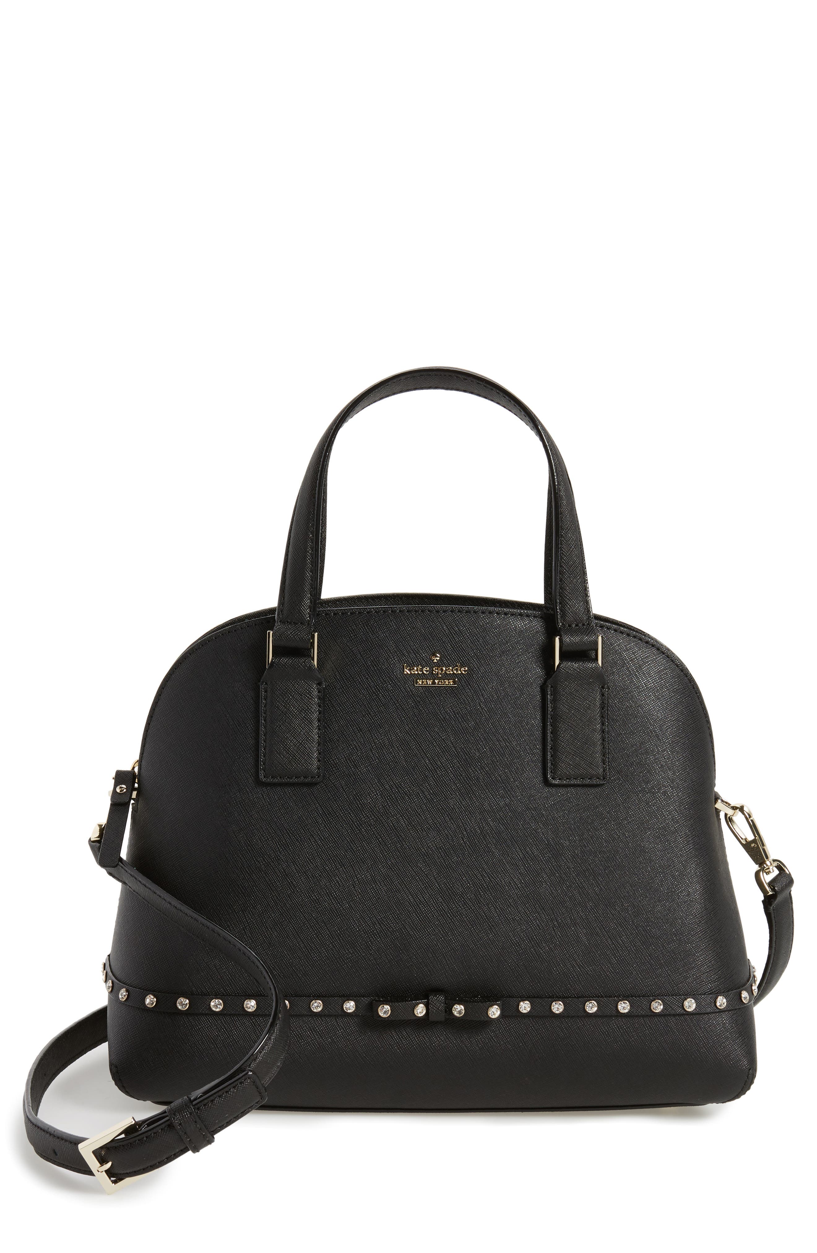 Kate Spade New York cameron street - jeweled lottie leather satchel, Main, color, 