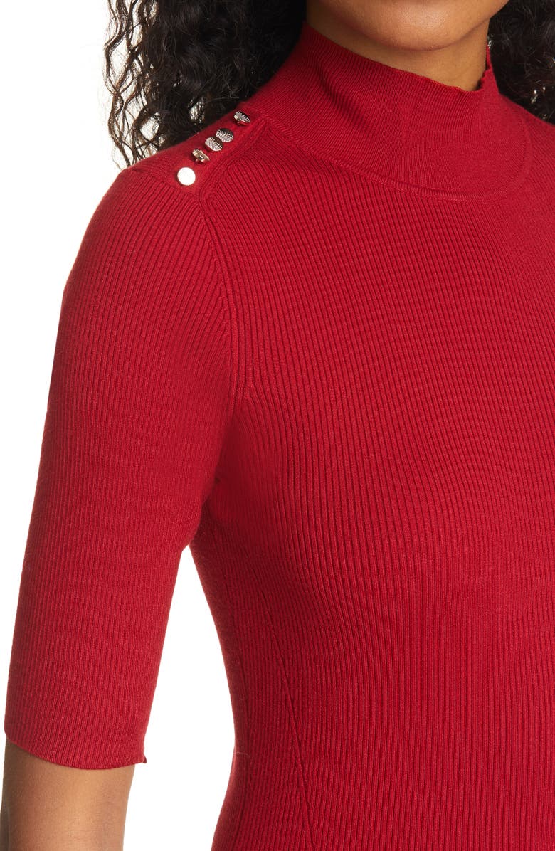 Ted Baker London Tansiey Button Detail Ribbed Mock Neck Sweater, Alternate, color, 