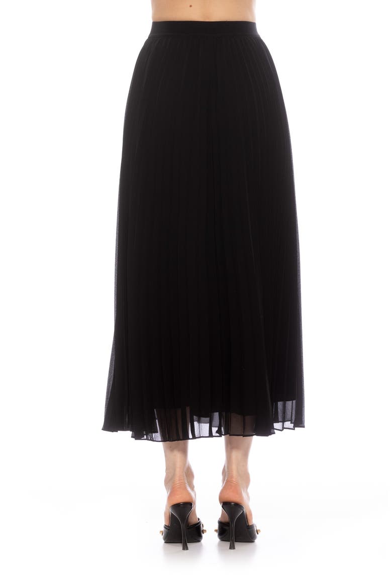 Kesia Midi Chiffon Pleated Skirt, Alternate, color, BLACK