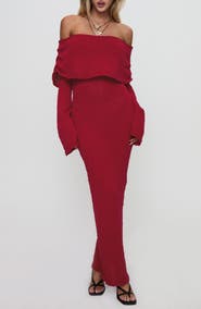 Princess Polly Aleyah Off the Shoulder Long Sleeve Sweater Dress