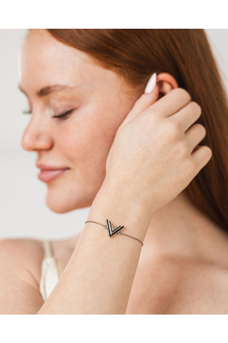 Valor V Onyx Silver Bracelet, Alternate, color, Silver & Black