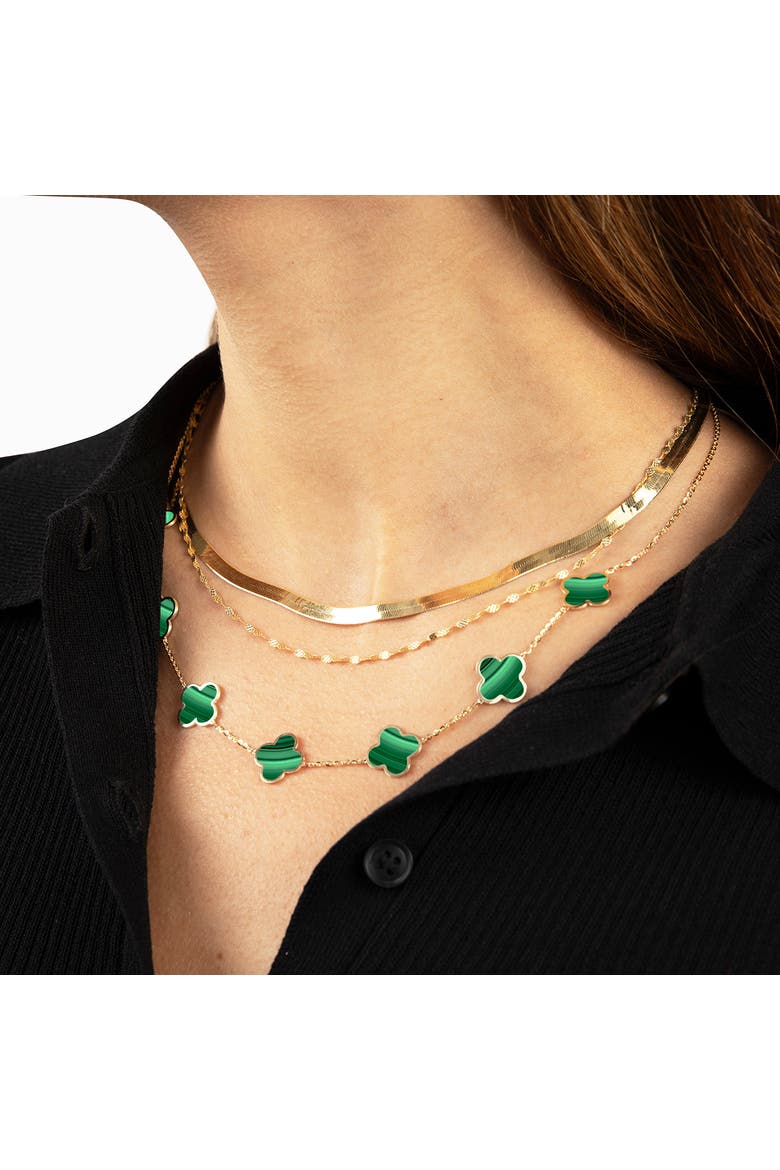 Large Malachite Clover Necklace, Alternate, color, Malachite