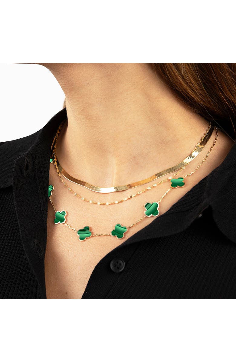The Lovery Fine Jewelry Large Malachite Clover Necklace, Alternate, color, Malachite